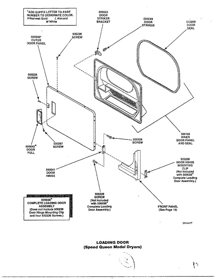 Loading Door Diagram and Parts List for 7493-LEM437  Amana Dryer