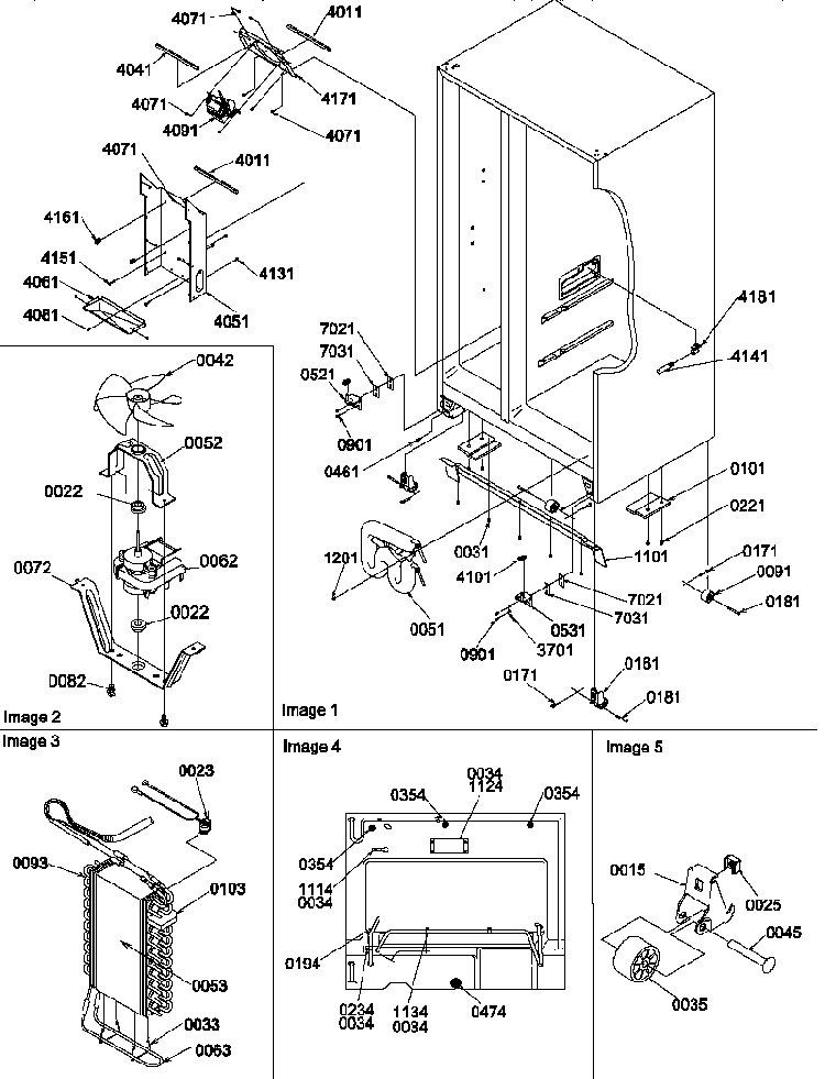 Drain System/rollers/evaporator Diagram and Parts List for SRD22S3W-P1190319WW  Amana Refrigerator