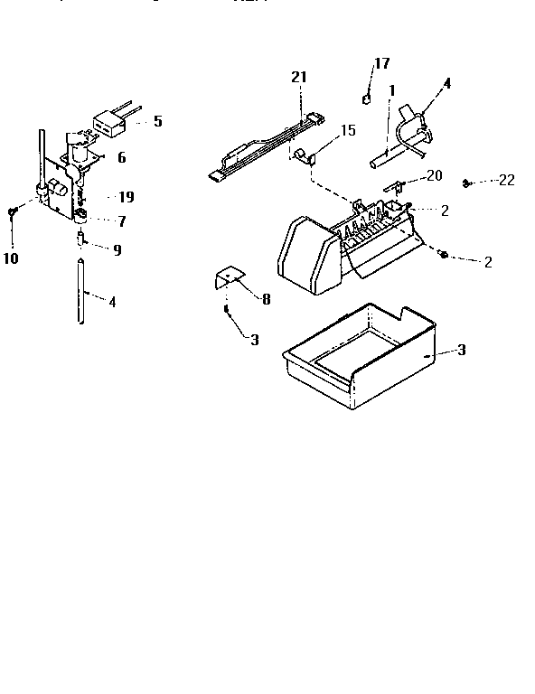 Add-on Ice Maker Assembly Diagram and Parts List for TA18S2W-P1194501W  Amana Refrigerator