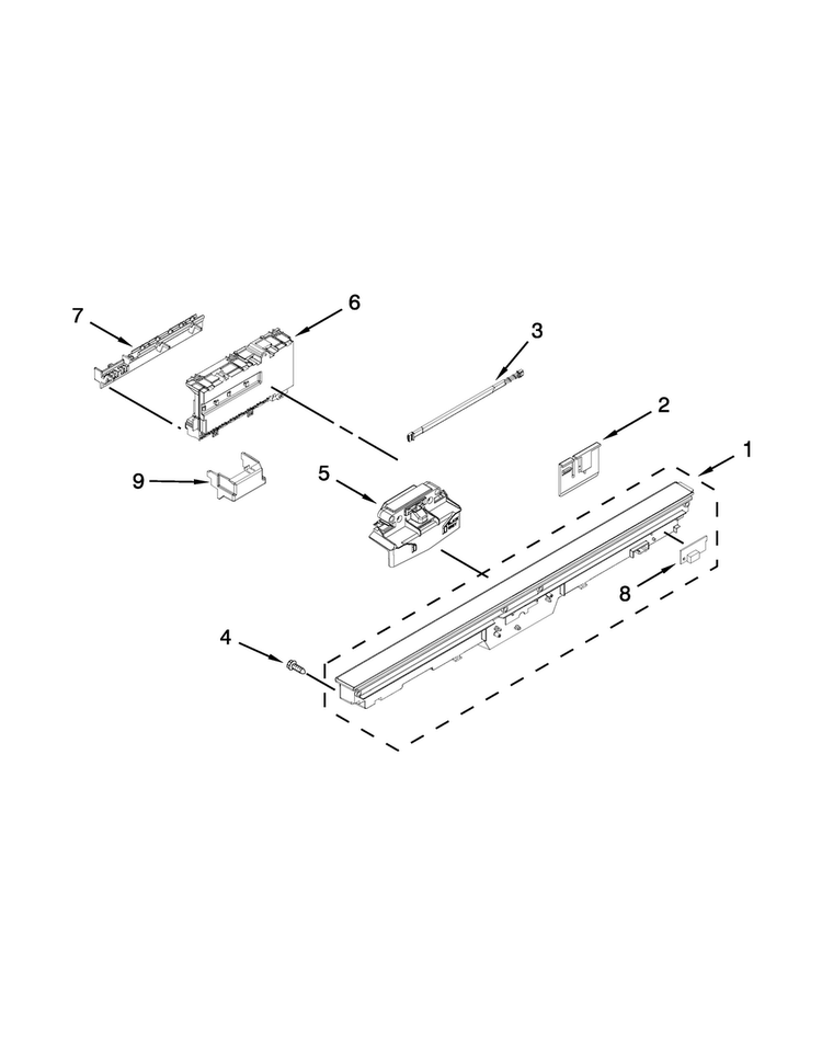 Control Panel And Latch Parts Diagram and Parts List for JDB8200AWS0  Jenn-Air Dishwasher