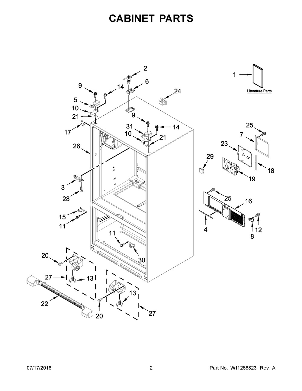 Cabinet Parts Diagram and Parts List for MFI2570FEZ06  Maytag Refrigerator