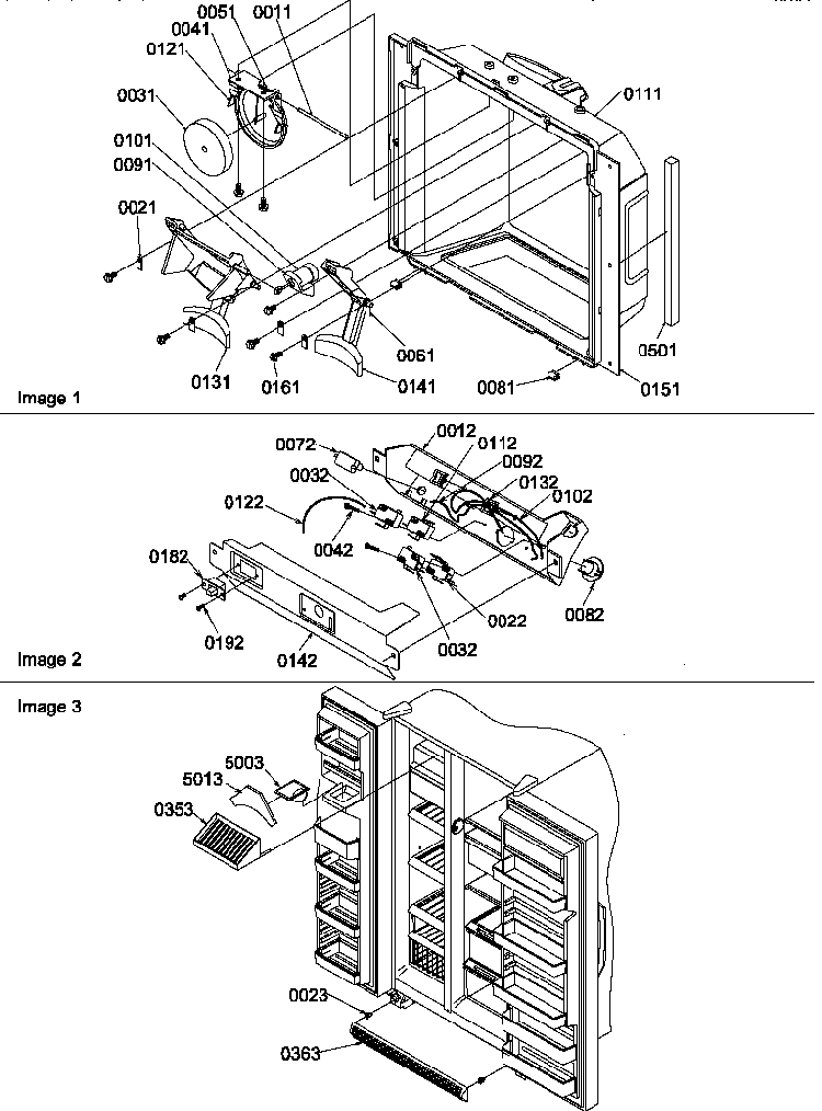 Ice & Water Cavity, Electronic Bracket, & Toe Grille Diagram and Parts List for GSGD21B-P1193905WW  Amana Refrigerator