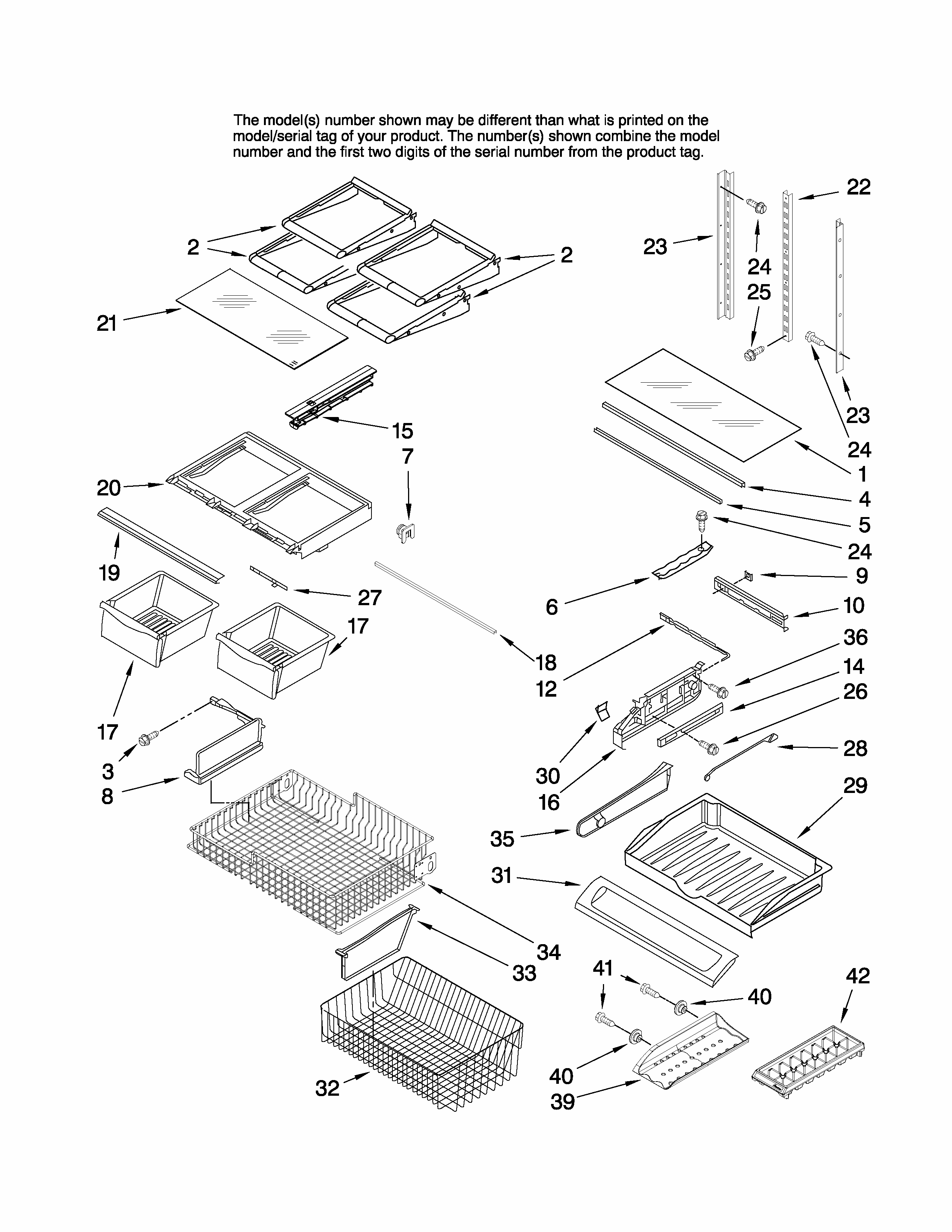 Shelf Parts Diagram and Parts List for G32526PEKW3  Maytag Refrigerator