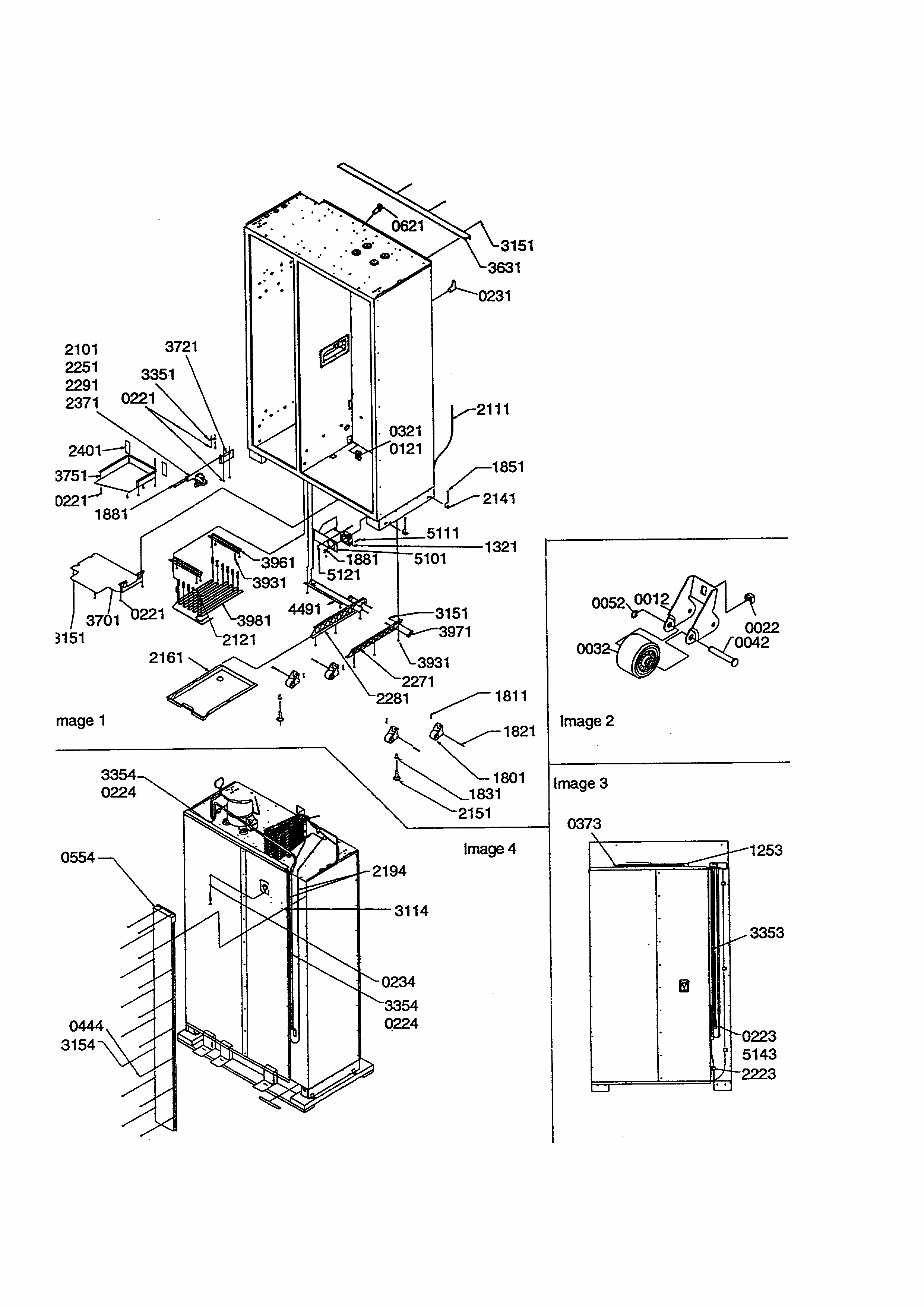 Roller Assembly/back Unit Diagram and Parts List for S148DA03-P1305601W  Amana Refrigerator