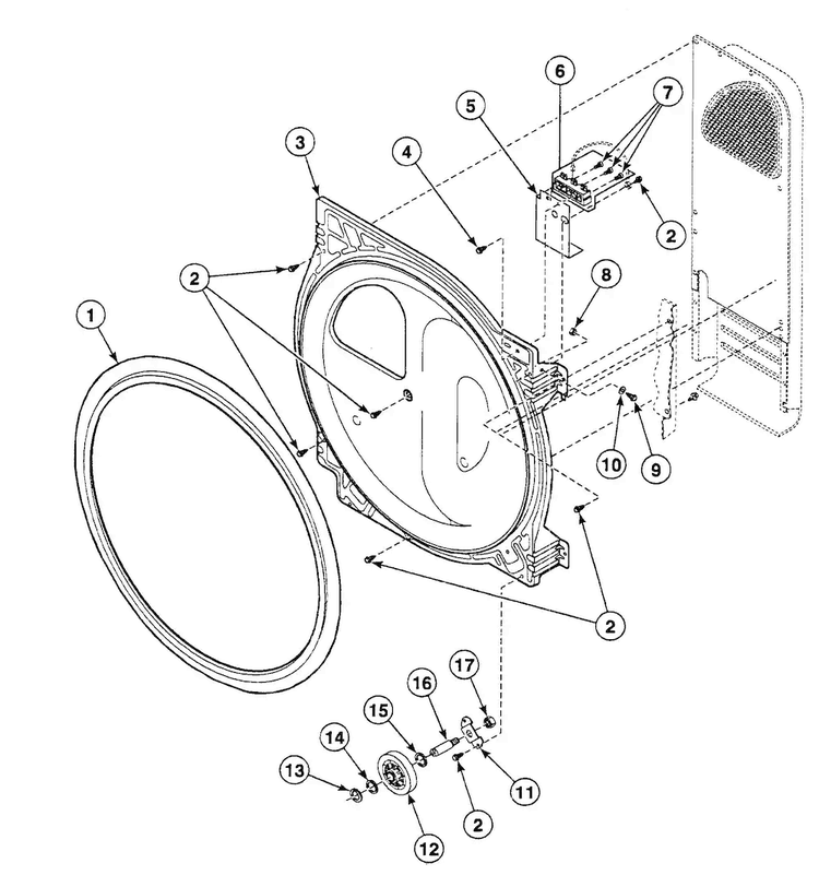 Roller Assy Diagram and Parts List for SSEB17WJ1500  Speed Queen Dryer