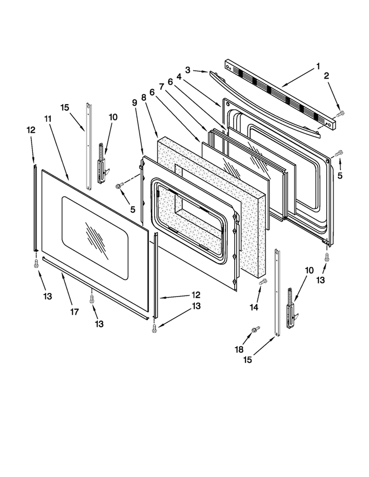 Door Parts Diagram and Parts List for AGR5844VDS4  Amana Range