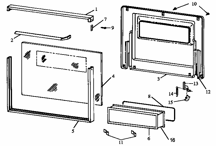 Glass Oven Door (rws-rxs) Diagram and Parts List for RWS214UD P1132442ND Caloric Wall Oven