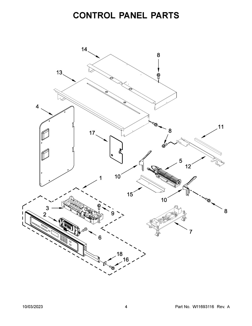 Control Panel Parts Diagram and Parts List for MOEC6030LZ01  Maytag Microwave Oven Combo