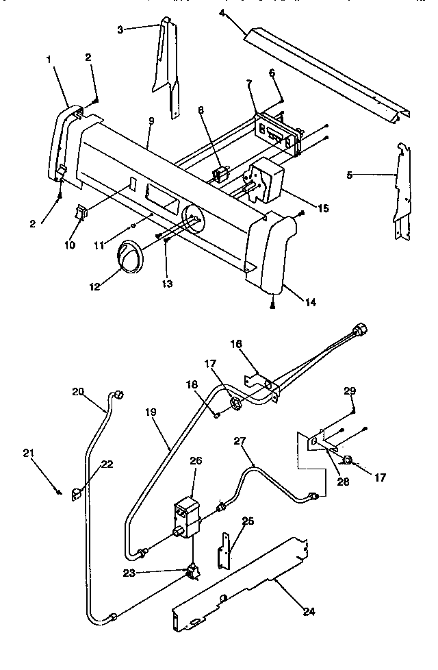Backguard And Gas Supply Diagram and Parts List for ARG7301L-P1143315NL  Amana Range