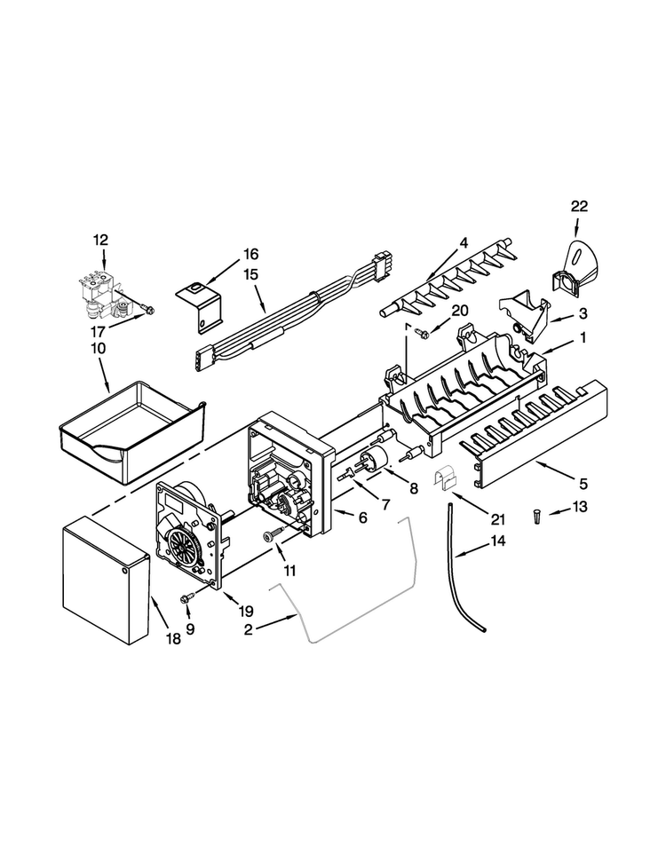 Icemaker Parts Diagram and Parts List for JFD2589KES2  Jenn-Air Refrigerator
