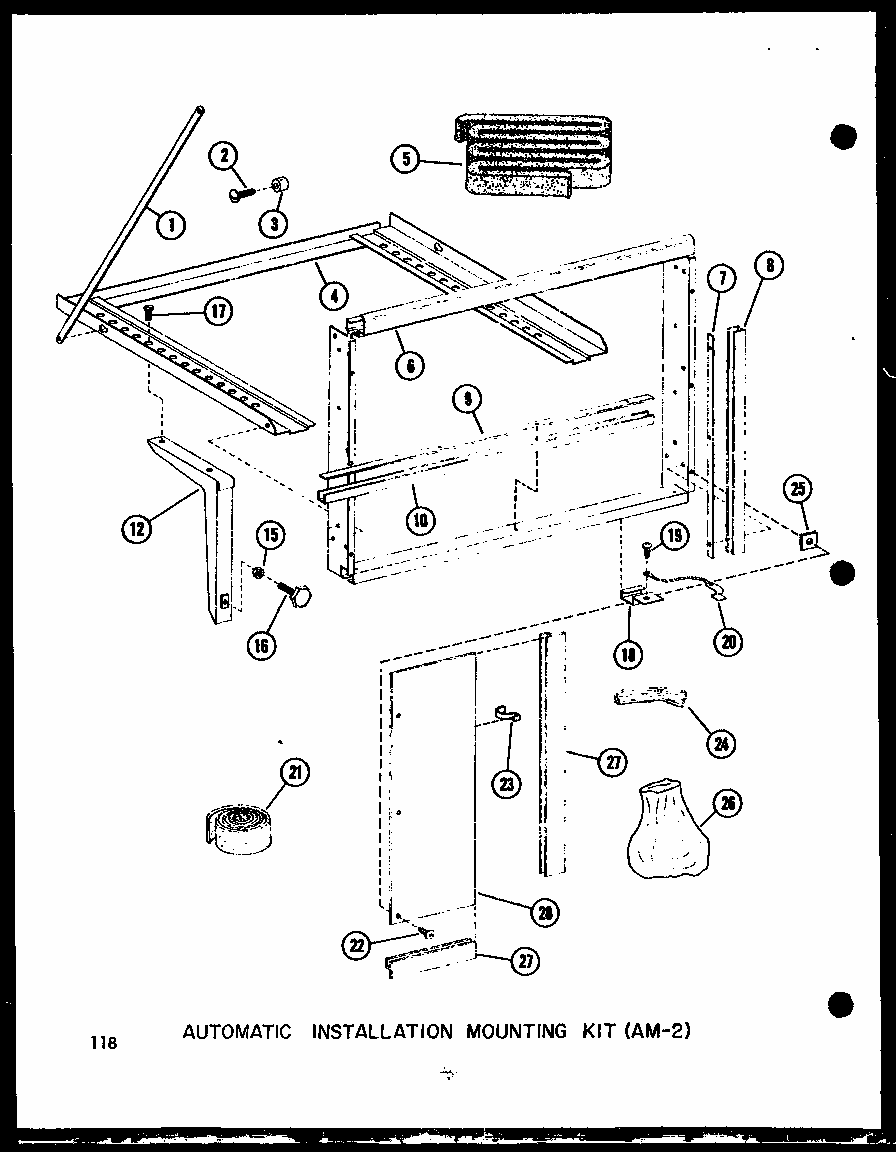 Automatic Installation Mounting Kit (am-2) Diagram and Parts List for 109-5NE P54975-8R Amana Air Conditioner