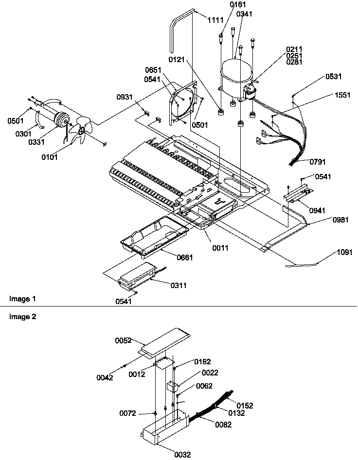 Machine Compartment Diagram and Parts List for SXD20TL-P1302901WL  Amana Refrigerator