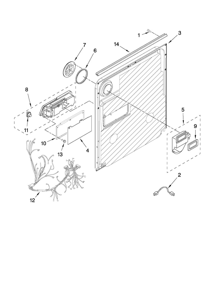Inner Door Parts Diagram and Parts List for MDC4809AWB4  Maytag Dishwasher