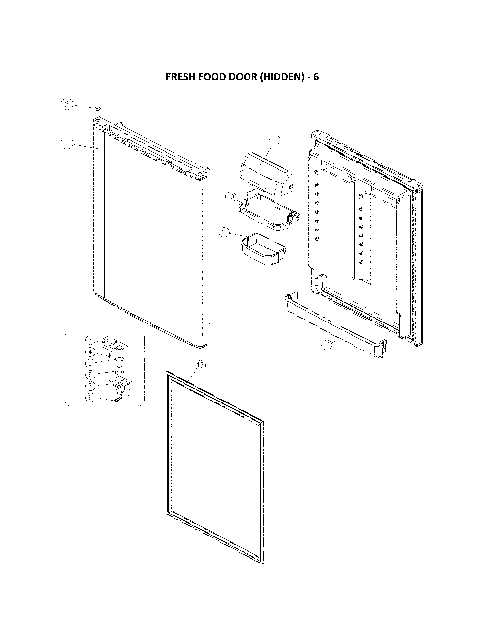 Fresh Food Door Diagram and Parts List for 11160615911  Kenmore Refrigerator
