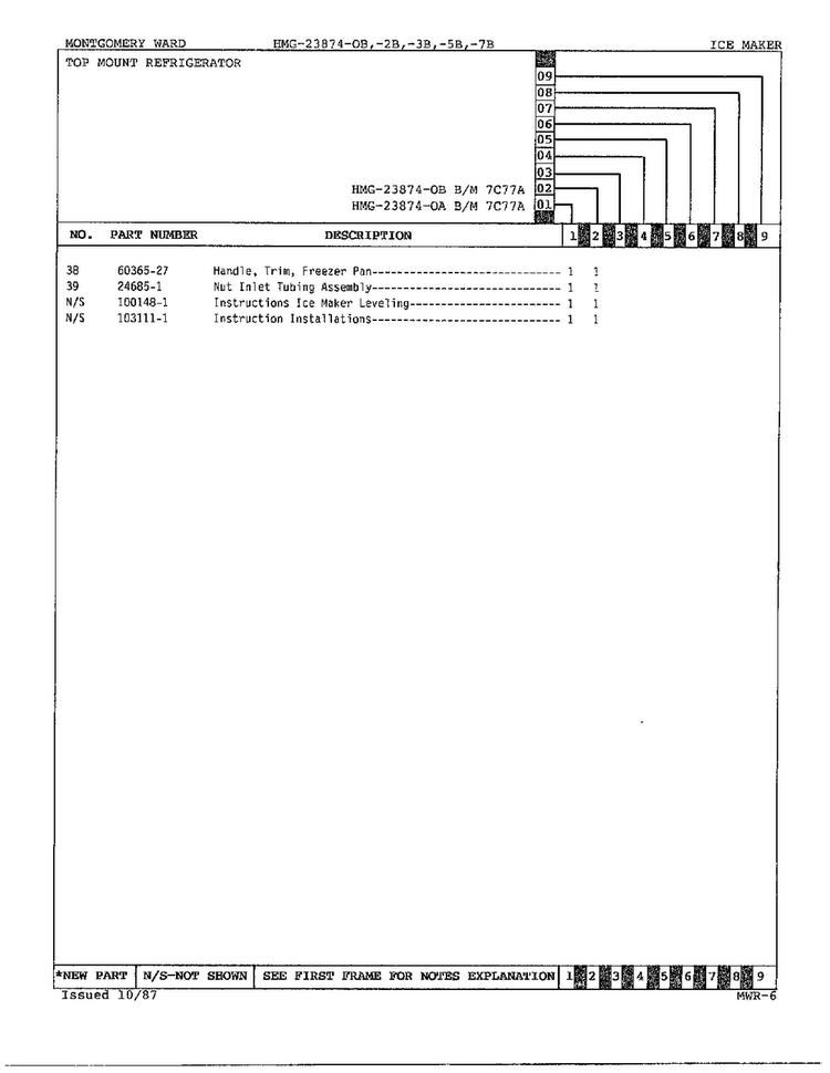 Ice Maker Page 3 Diagram and Parts List for 23874B  Admiral Refrigerator
