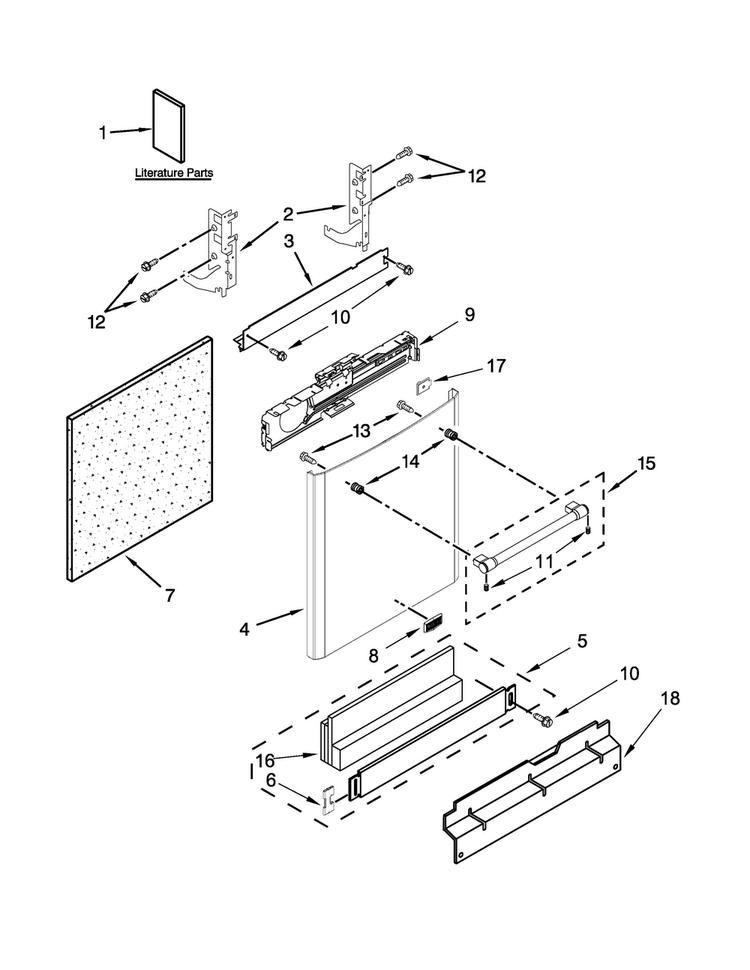 Door And Panel Parts Diagram and Parts List for MDB5969SDH2  Maytag Dishwasher