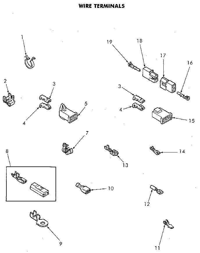 Wire Terminals Diagram and Parts List for NE8833L43938  Speed Queen Dryer