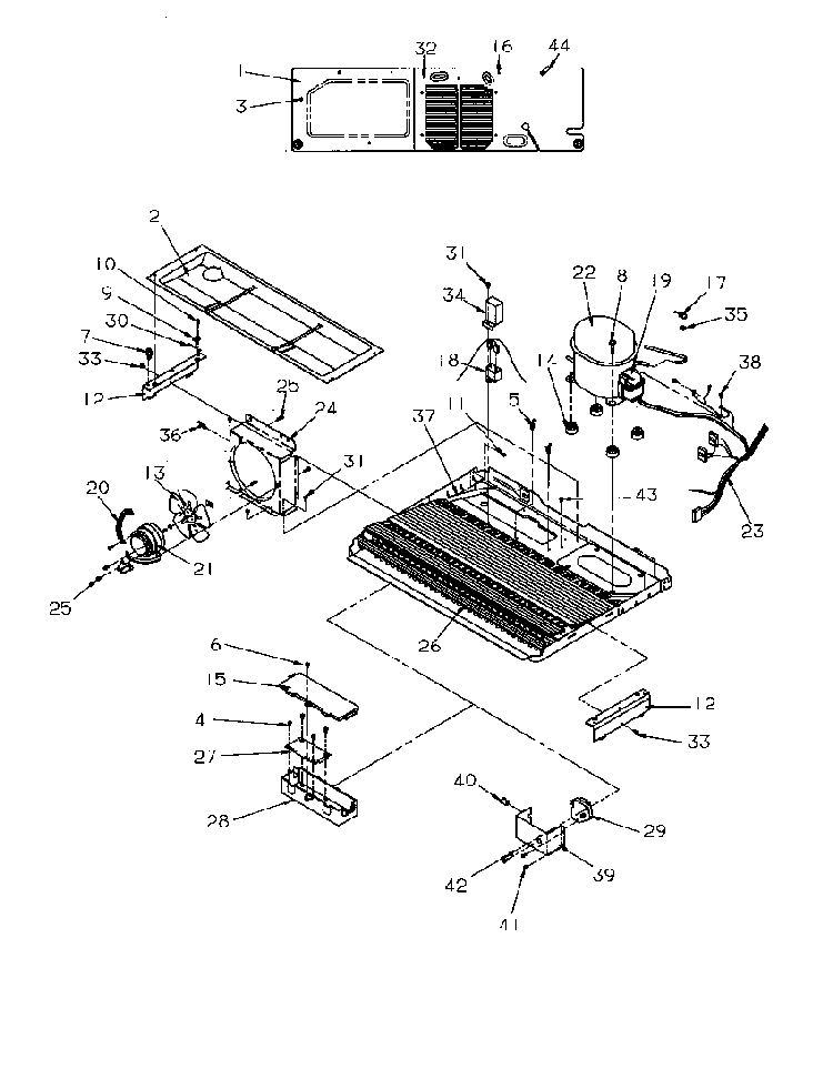 Machine Compartment Diagram and Parts List for SXD22S2E-P1190416WE  Amana Refrigerator