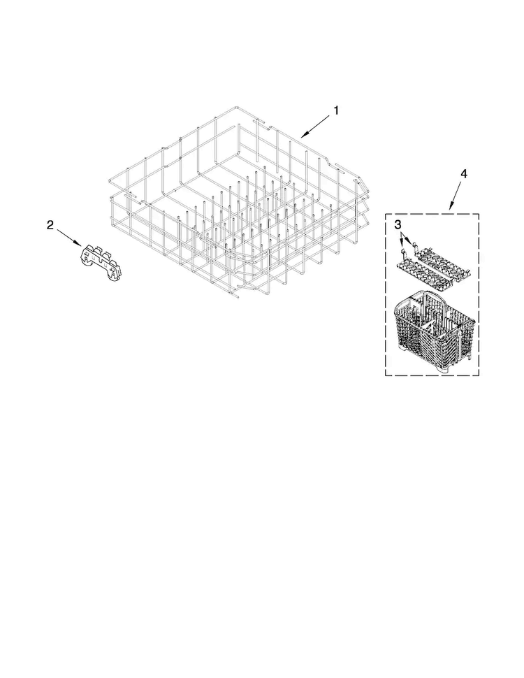 Lower Rack Parts Diagram and Parts List for MDB7749SAW1  Maytag Dishwasher