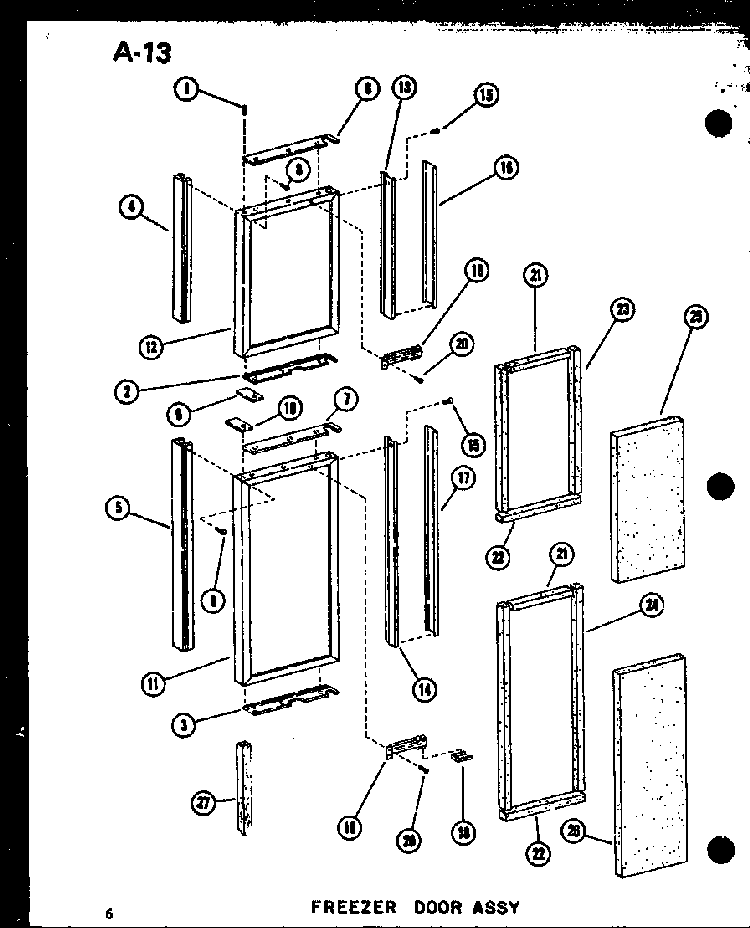 Freezer Door Assy Diagram and Parts List for SRI19E-C-P74870-5WC  Amana Refrigerator