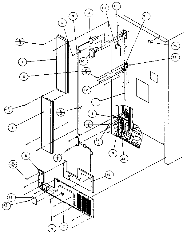 Cabinet Back Diagram and Parts List for TX21R-P1157603W  Amana Refrigerator