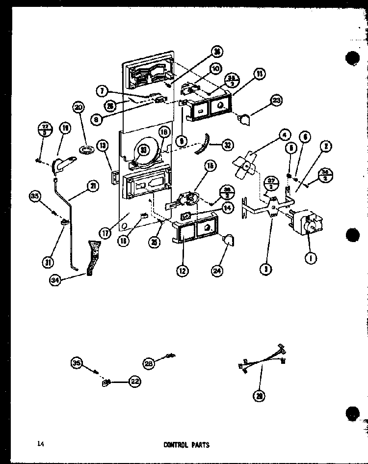 Control Parts Diagram and Parts List for TM14G-L-P75658-14WL  Amana Refrigerator