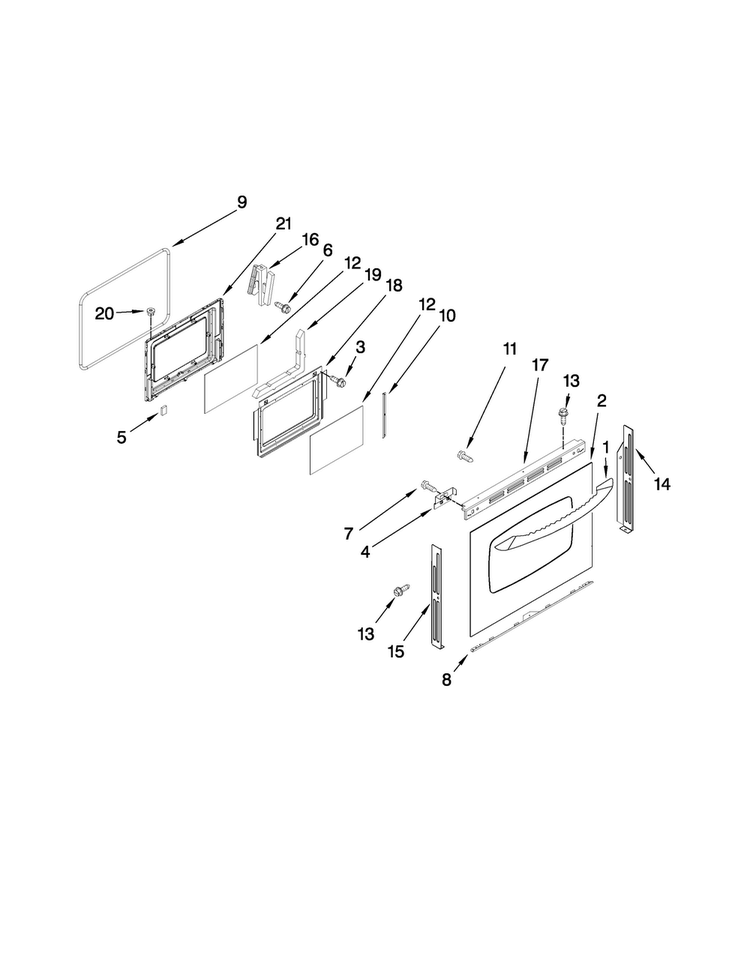 Lower Door Parts Diagram and Parts List for MER6755AAB24  Maytag Range