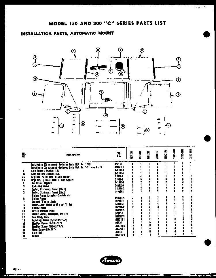 Section 3 Diagram and Parts List for 200C-8R  Amana Air Conditioner