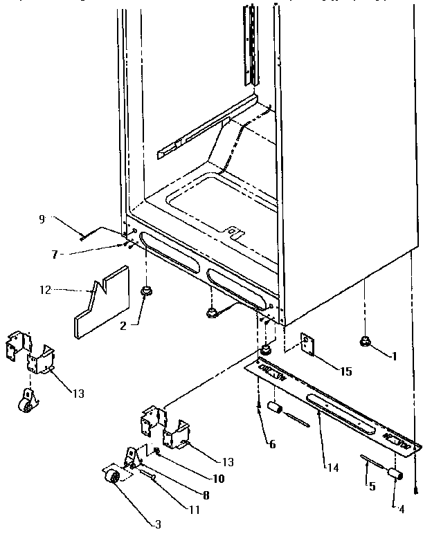 Cabinet Bottom Diagram and Parts List for TG18S3L-P1194601W  Amana Refrigerator