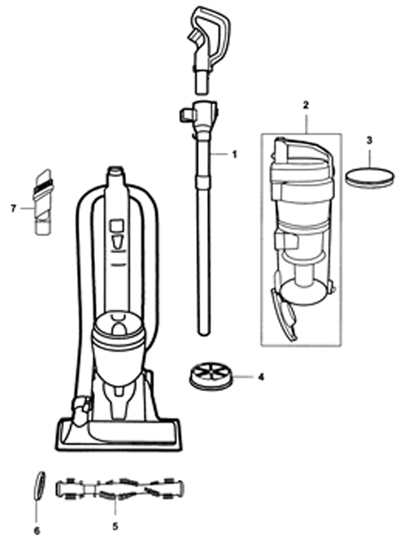 Diagram Diagram and Parts List for UH72460  Hoover Upright Vacuum