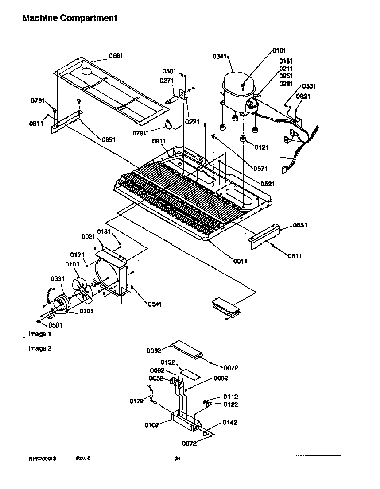 Machine Compartment Diagram and Parts List for SRDE327S3E-P1307103WE  Amana Refrigerator