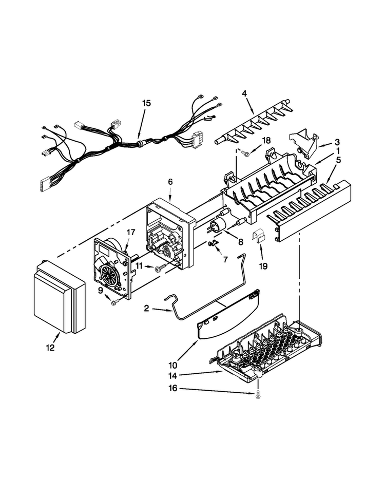 Icemaker Parts Diagram and Parts List for 5MFX257AA001  Maytag Refrigerator