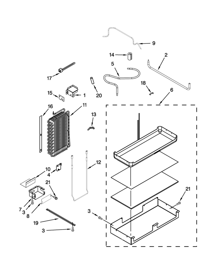 Lower Unit And Tube Parts Diagram and Parts List for JS42PPDUDB20  Jenn-Air Refrigerator