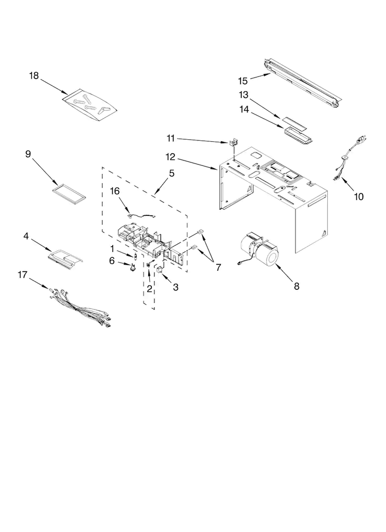 Cabinet And Air Flow Parts Diagram and Parts List for JMV8208BCW18  Jenn-Air Microwave