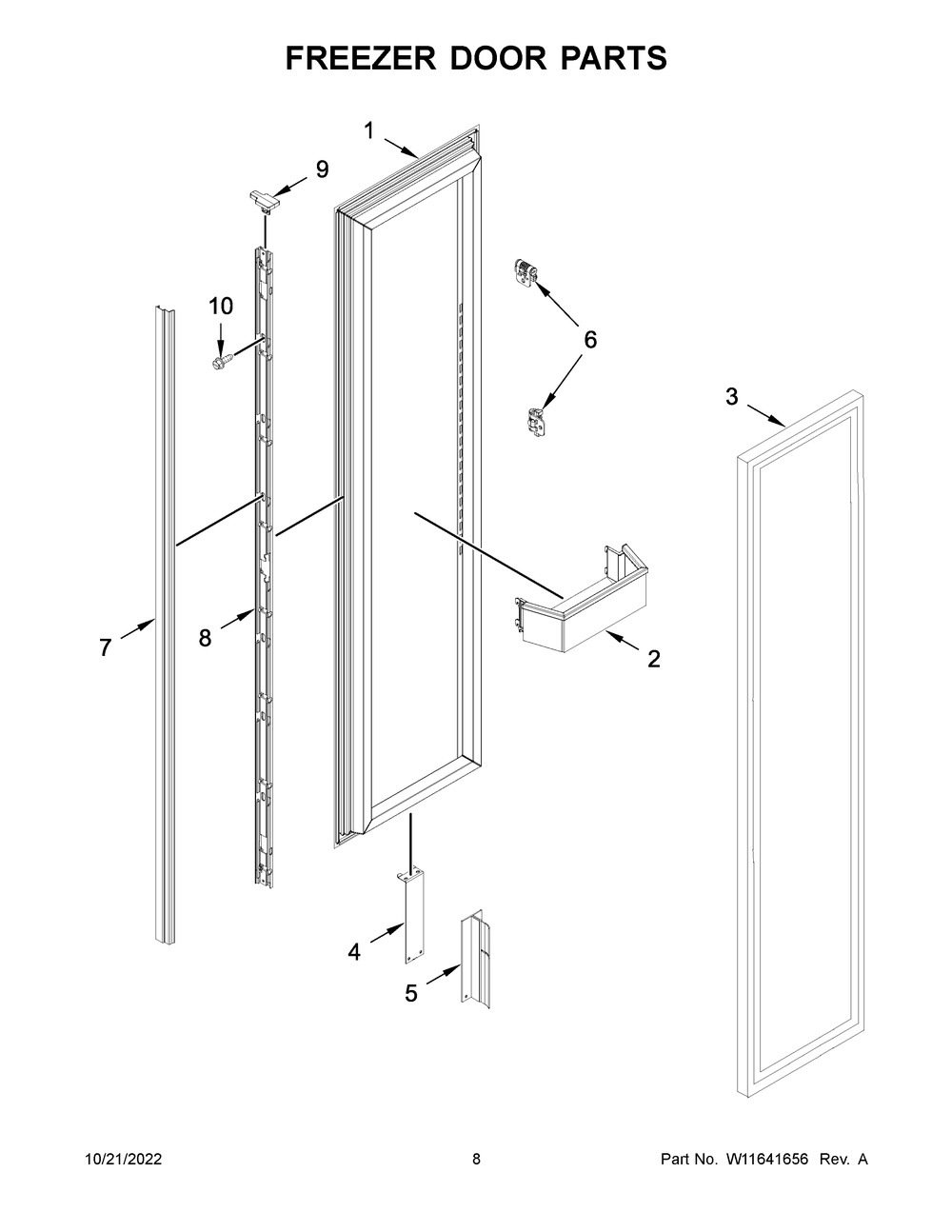 Freezer Door Parts Diagram and Parts List for JBZFL30IGX10  Jenn-Air Freezer