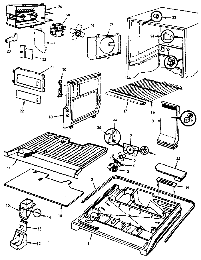 Freezer Compartment Diagram and Parts List for JRTDX224LB M8B14B Jenn-Air Refrigerator