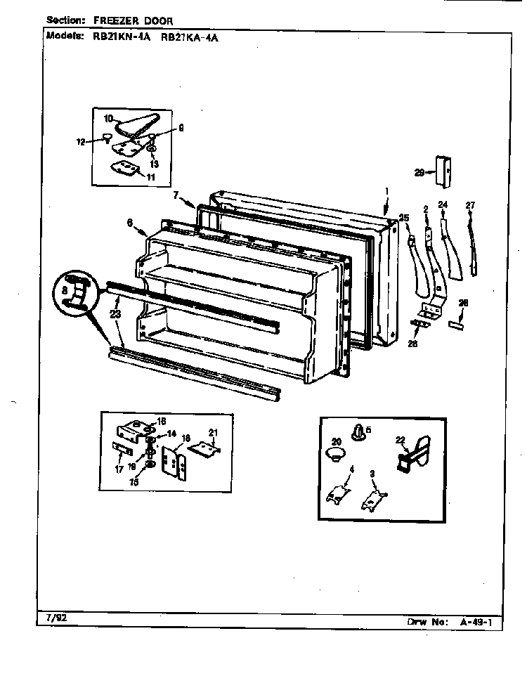 Freezer Door Diagram and Parts List for RB21KN-4A CG83A Magic Chef Refrigerator