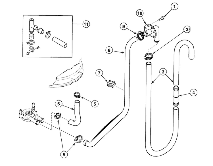 Drain Hoses Diagram and Parts List for SWT121LA  Speed Queen Washer