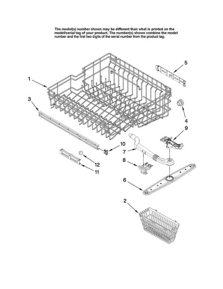 Upper Rack Parts Diagram and Parts List for MDB7851AWQ44  Maytag Dishwasher