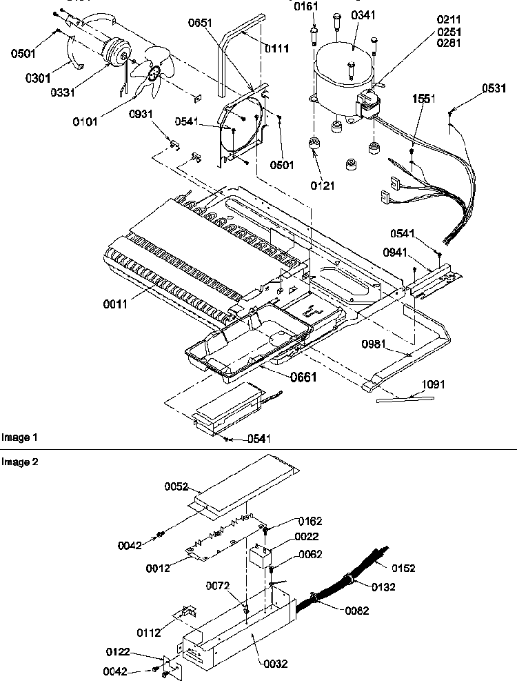 Machine Compartment Diagram and Parts List for SBDE20S4SW-P1190906WW  Amana Refrigerator