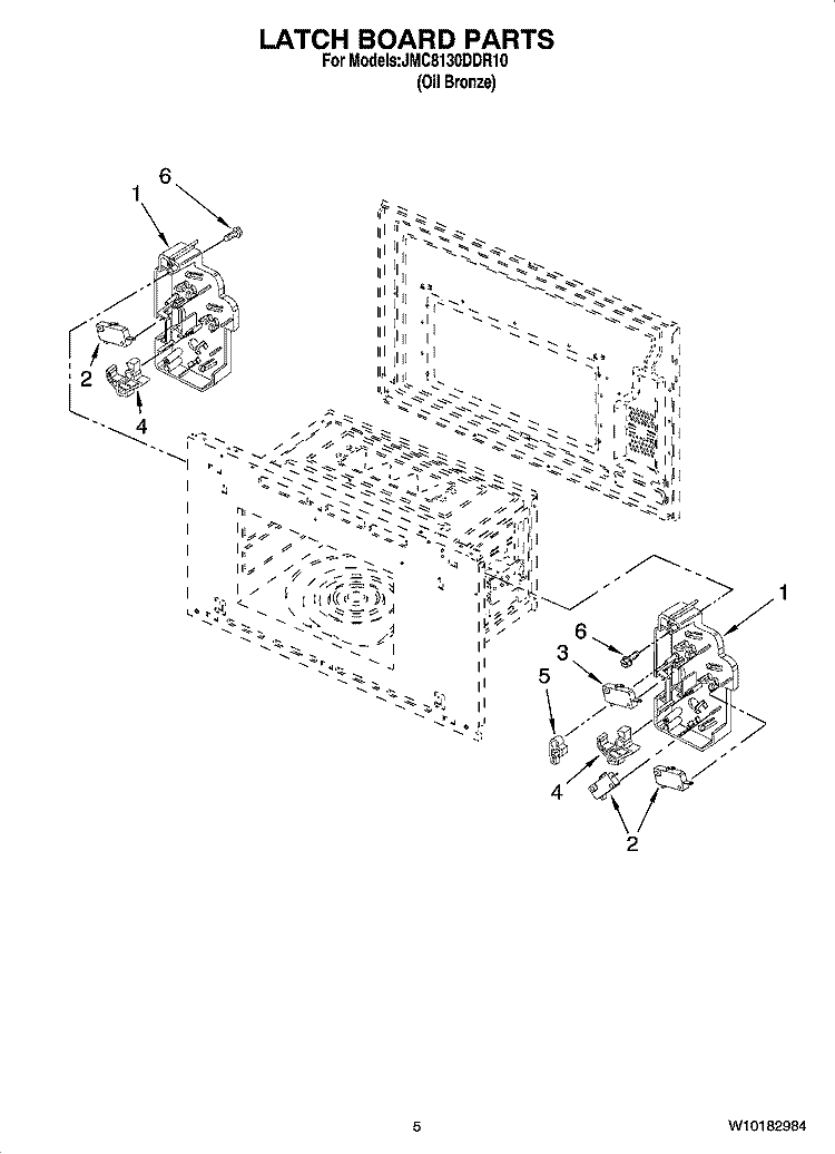 LATCH BOARD PARTS Diagram and Parts List for JMC8130DDR10  Jenn-Air Microwave