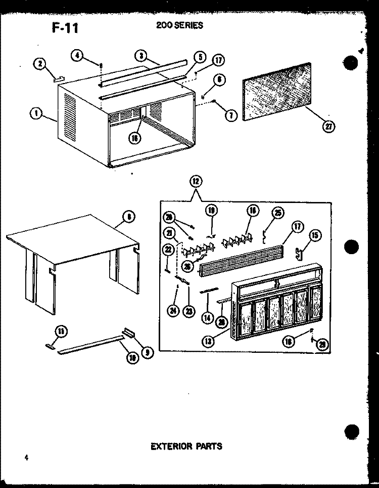 EXTERIOR PARTS Diagram and Parts List for 218-3EWS P5541780R Amana Air Conditioner