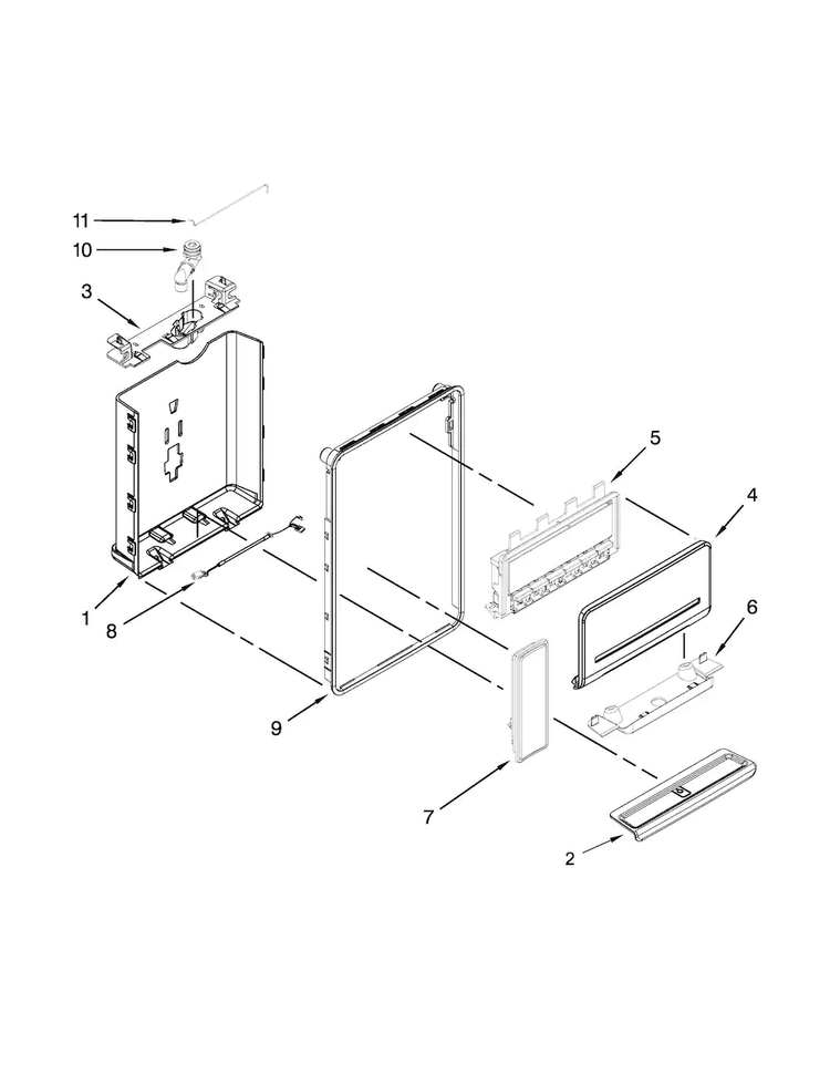 Dispenser Parts Diagram and Parts List for MFW2055YEM02  Maytag Refrigerator