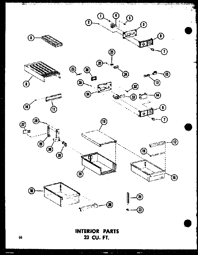 Interior Parts 23 Cu. Ft. Diagram and Parts List for TC18B-P73500-7W  Amana Refrigerator