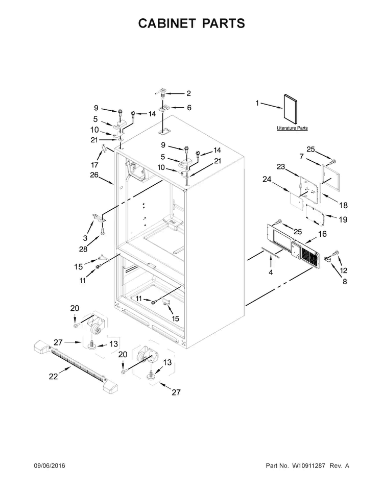 Cabinet Parts Diagram and Parts List for AFI2539ERM02  Amana Refrigerator