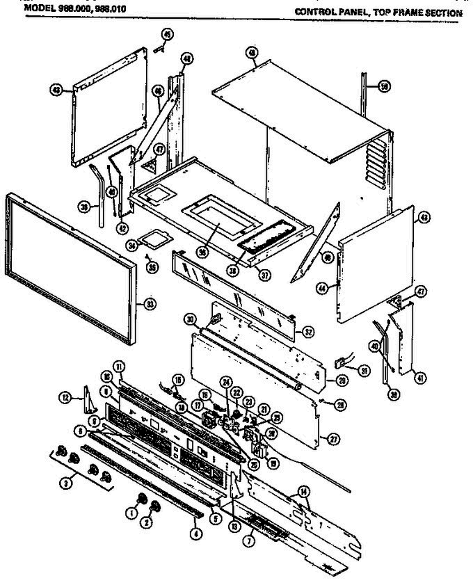 01 - Conrol Panel Diagram and Parts List for 988010  Amana Range