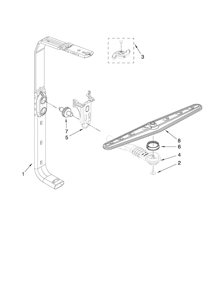 Upper Wash And Rinse Parts Diagram and Parts List for MDB8859AWS1  Maytag Dishwasher