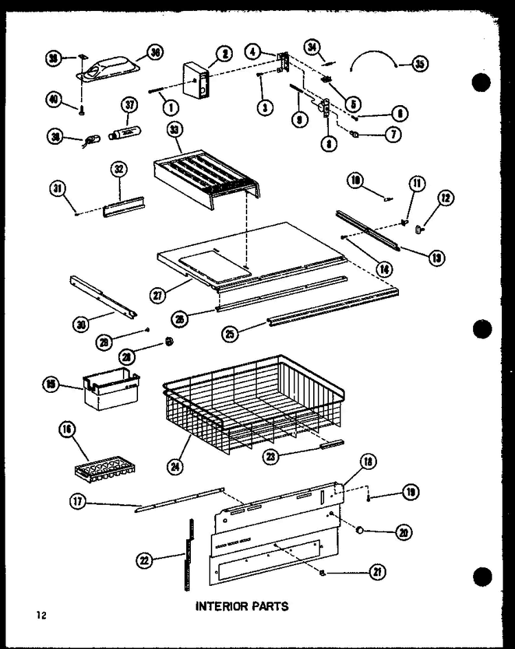 Interior Parts Diagram and Parts List for BCI20BG-P6023518WG  Amana Refrigerator