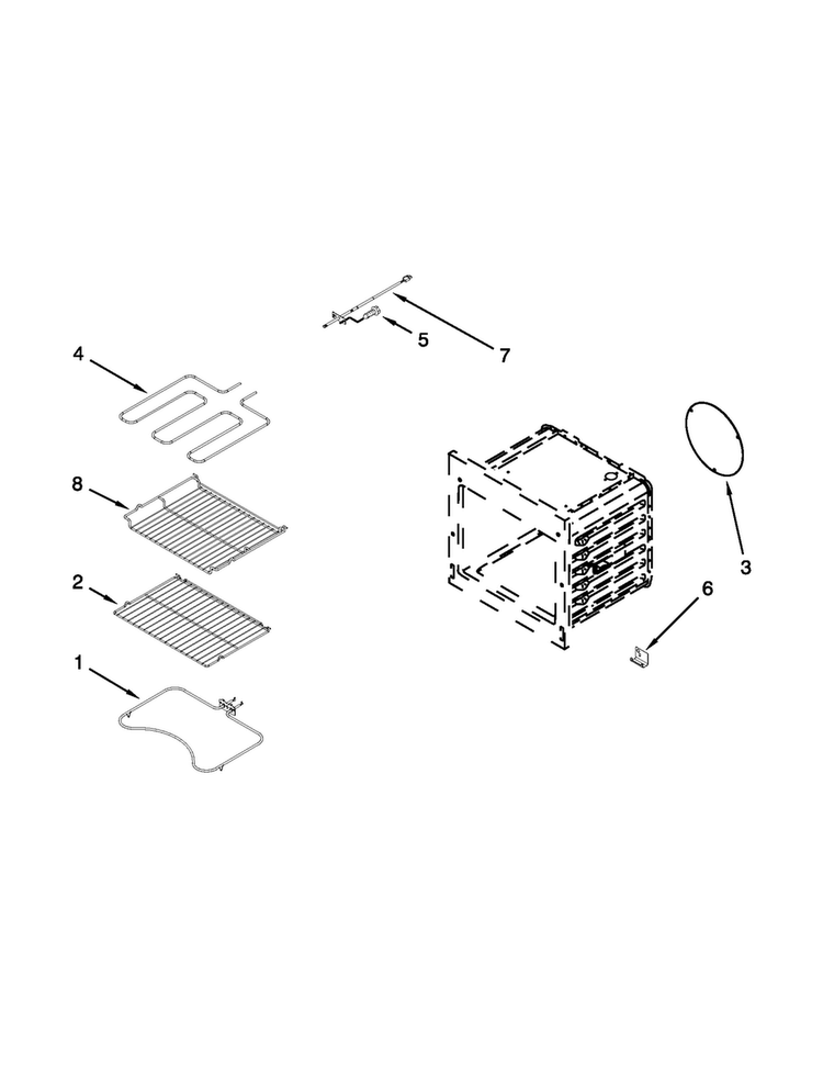 Internal Oven Parts Diagram and Parts List for MEW6527DDB18  Maytag Wall Oven