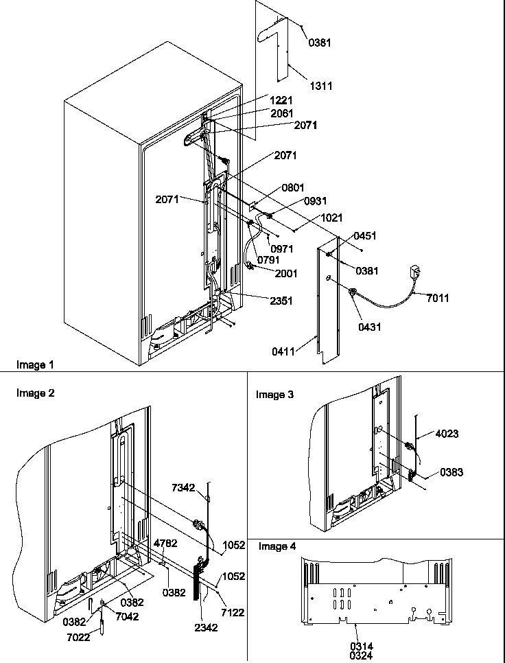 Cabinet Back Diagram and Parts List for SB520SW-P1185003WW  Amana Refrigerator